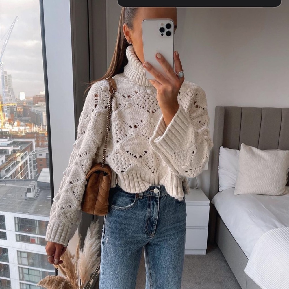 Zara cable knit sweater bloggers fav